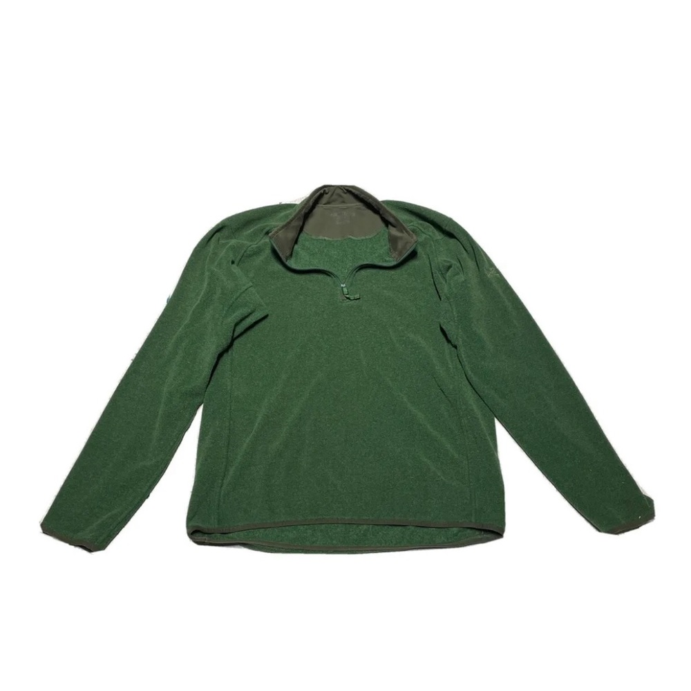 Arcteryx Sweater  Knit Fleece Men Medium Polartec 1/2 Zip Green Jacket